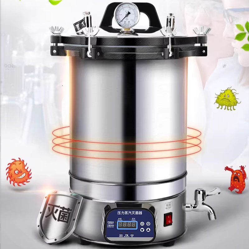 Medical Laboratory - 18/24L Tragbarer Hochdruck-Sterilisator Edelstahl-Dampfsterilisationstopf Labor Medizinischer